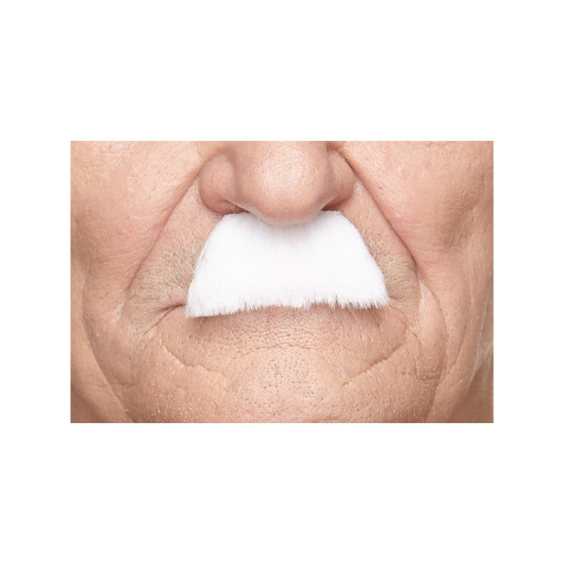 Moustache Chaplin blanche adhésive – déguisement soirée rétro, cinéma muet