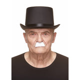 The image shows a white Chaplin-style fake moustache, typically used as a costume accessory for parties or themed events.