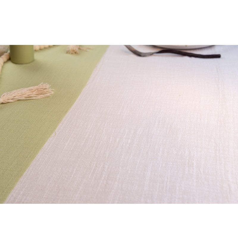 Nappe en coton lavé blanc – mariages, anniversaires – 125 × 240 cm