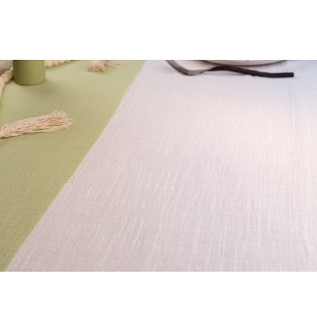Nappe en coton lavé blanc – mariages, anniversaires – 125 × 240 cm
