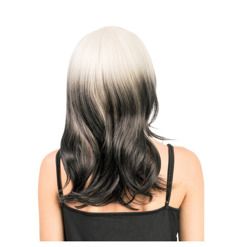 Perruque bicolore noir et blanc – coupe courte – soirée déguisée – femme