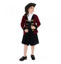 The image features a "Pirate Lady Mary" costume set, designed for party or event use, displayed on a mannequin or model. The costume includes multiple themed accessories and garments
