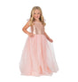 The image features a large, life-sized cardboard cutout of a princess character named "Princesse Rosalia," measuring 96 cm in height. The princess is dressed in a pink gown with gold accents, a crown, and holds a scepter, embodying a classic fairytale princess theme.