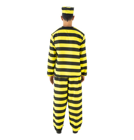 Déguisement prisonnier homme rayé noir et blanc – Halloween – 3 pièces