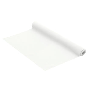The image shows a roll of white decorative mesh or fabric, likely intended for use as a party decoration or table runner.