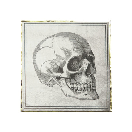 Serviettes en papier 33x33 cm pour Halloween, pack de 16, 3 plis, motif crâne au recto et cœur anatomique au verso, certifiées FSC, décoration de table éco-responsable