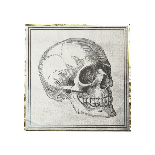 Serviettes en papier 33x33 cm pour Halloween, pack de 16, 3 plis, motif crâne au recto et cœur anatomique au verso, certifiées FSC, décoration de table éco-responsable