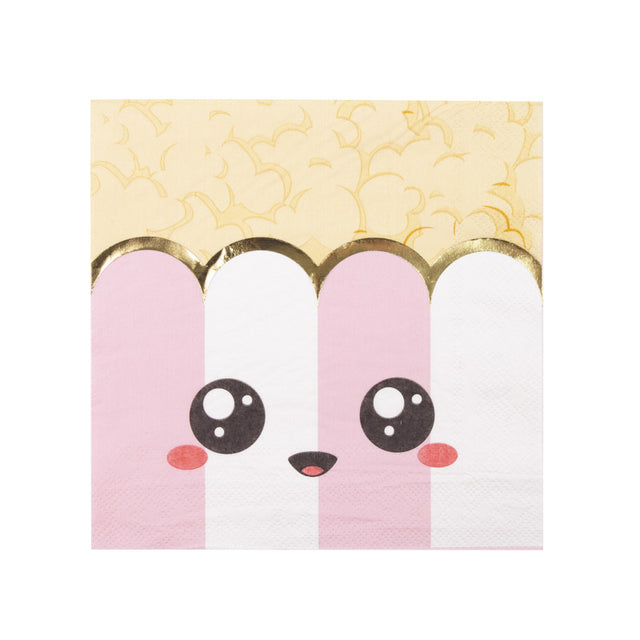 Serviettes papier 33x33cm, 3 plis, lot de 16, motif Sweety Junk Food avec détails dorés et finition premium, idéales pour anniversaire et fête d'enfant