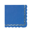 Serviettes papier festonnées bleu majorelle avec galon doré, 33x33 cm, pack de 16, élégantes pour table de fête, anniversaires et décorations festives