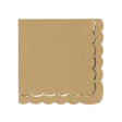 Serviettes festonnées kraft avec galon doré, 33x33 cm, 3 plis, papier FSC, lot de 16, idéales pour fêtes, anniversaires et mariages