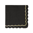 Serviettes festonnées noires et or 33x33cm, papier FSC 3 plis, galon doré élégant pour fêtes, anniversaires, Halloween et Nouvel An