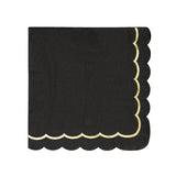 Serviettes festonnées noires et or 33x33cm, papier FSC 3 plis, galon doré élégant pour fêtes, anniversaires, Halloween et Nouvel An