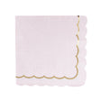Serviettes festonnées en papier rose pastel 33x33 cm avec galon doré, lot de 16, certifiées FSC, idéales pour baby shower, anniversaire et thème licorne