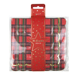 Serviettes festonnées tartan & galon doré – lot de 16 – 33 x 33 cm – Noël