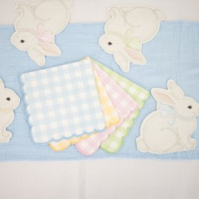 Serviettes festonnées vichy pastel – lot de 16 – 33 x 33 cm