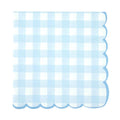 Serviettes en papier festonnées motif vichy bleu pâle 33x33 cm, lot de 16, 18 g, certifiées FSC, idéales pour baby shower et baptême pour décoration de table