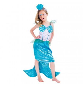 The image shows a children's mermaid costume set, consisting of two pieces, designed for a party or dress-up occasion.