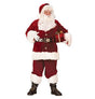 The image shows a person dressed in a deluxe Santa Claus costume, featuring traditional Christmas elements.