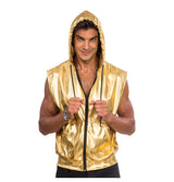 Gilet doré à capuche sans manches – soirée disco & Nouvel An – 1 pièce